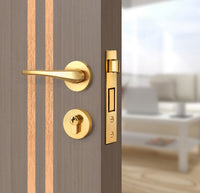 Rich Walnut Interior Door Slab - Aliyah 2L Inlay Design in Brushed Rose Gold epoxy, angled view