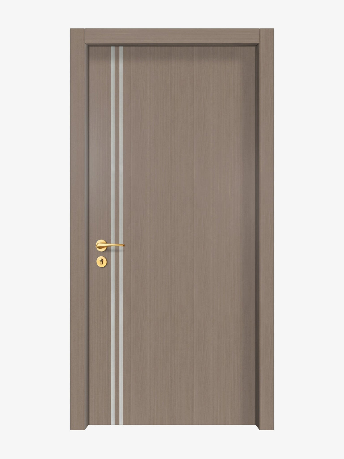 Rich Walnut Interior Door Slab - Aliyah 2L Inlay Design in Satin Silver epoxy