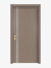 Rich Walnut Interior Door Slab - Aliyah 2L Inlay Design in Satin Silver epoxy