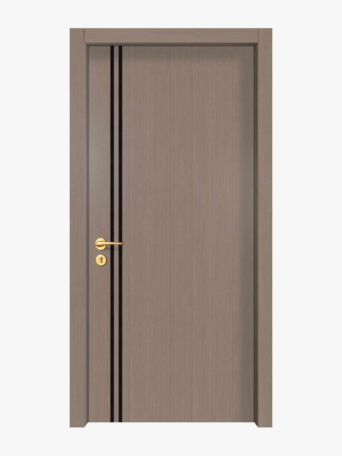 Rich Walnut Interior Door Slab - Aliyah 2L Inlay Design in Glossy Black epoxy