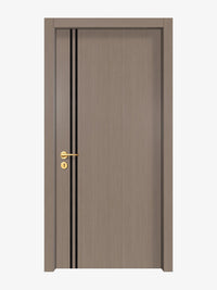 Rich Walnut Interior Door Slab - Aliyah 2L Inlay Design in Glossy Black epoxy
