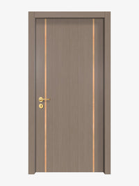 Rich Walnut Interior Double Door Slabs - Aliyah 2 Inlay Design in Brushed Rose Gold epoxy