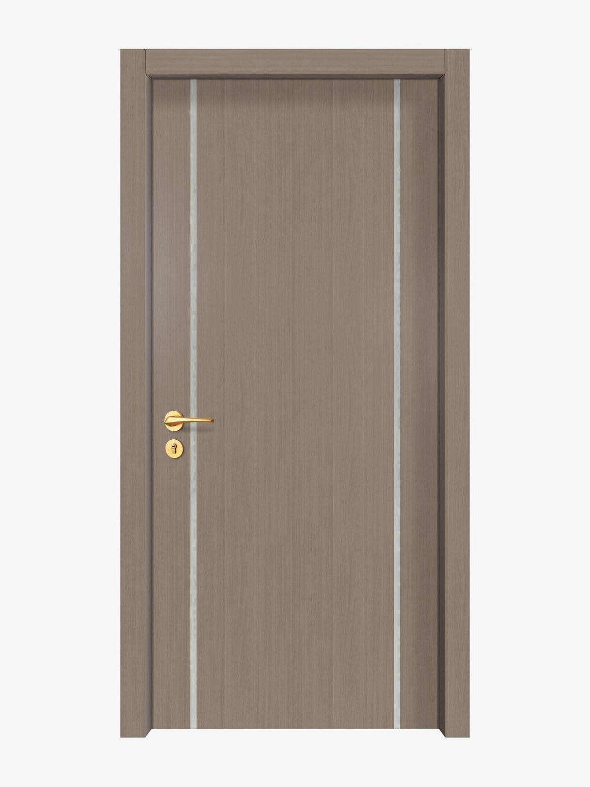 Rich Walnut Interior Double Door Slabs - Aliyah 2 Inlay Design in Satin Silver epoxy