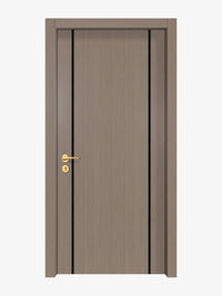 Rich Walnut Interior Double Door Slabs - Aliyah 2 Inlay Design in Glossy Black epoxy