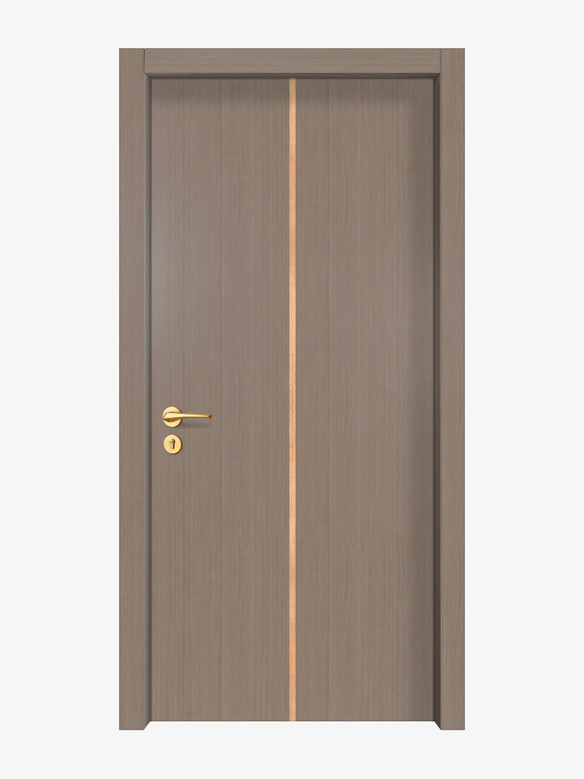Rich Walnut Interior Double Door Slabs - Aliyah 1C Inlay Design in Brushed Rose Gold epoxy