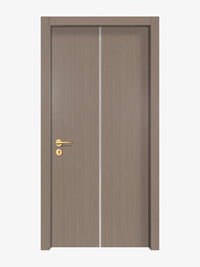 Rich Walnut Interior Double Door Slabs - Aliyah 1C Inlay Design in Satin Silver epoxy