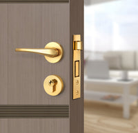 Rich Walnut Interior Door Slab - Elevar 2N Inlay Design in Bronze epoxy, angled view
