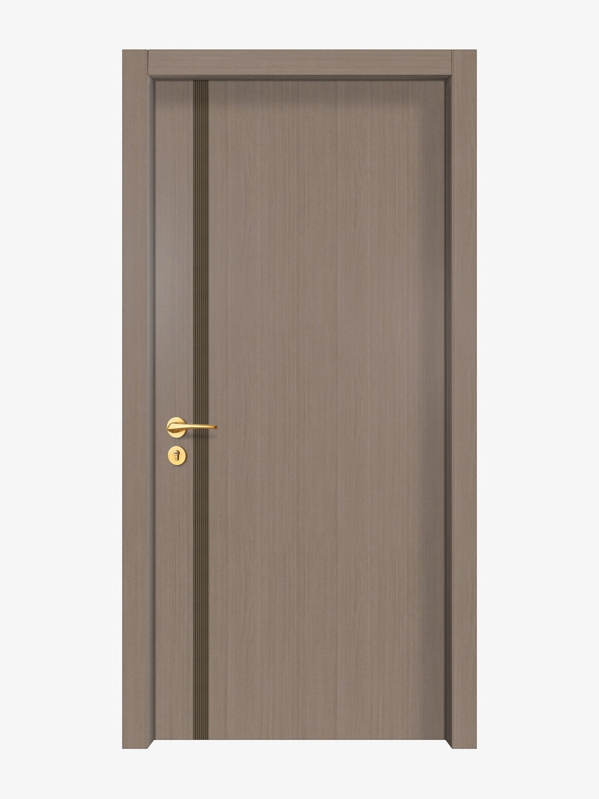 Rich Walnut Interior Door Slab - Aliyah 1L Inlay Design in Bronze epoxy