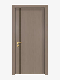 Rich Walnut Interior Door Slab - Aliyah 1L Inlay Design in Bronze epoxy
