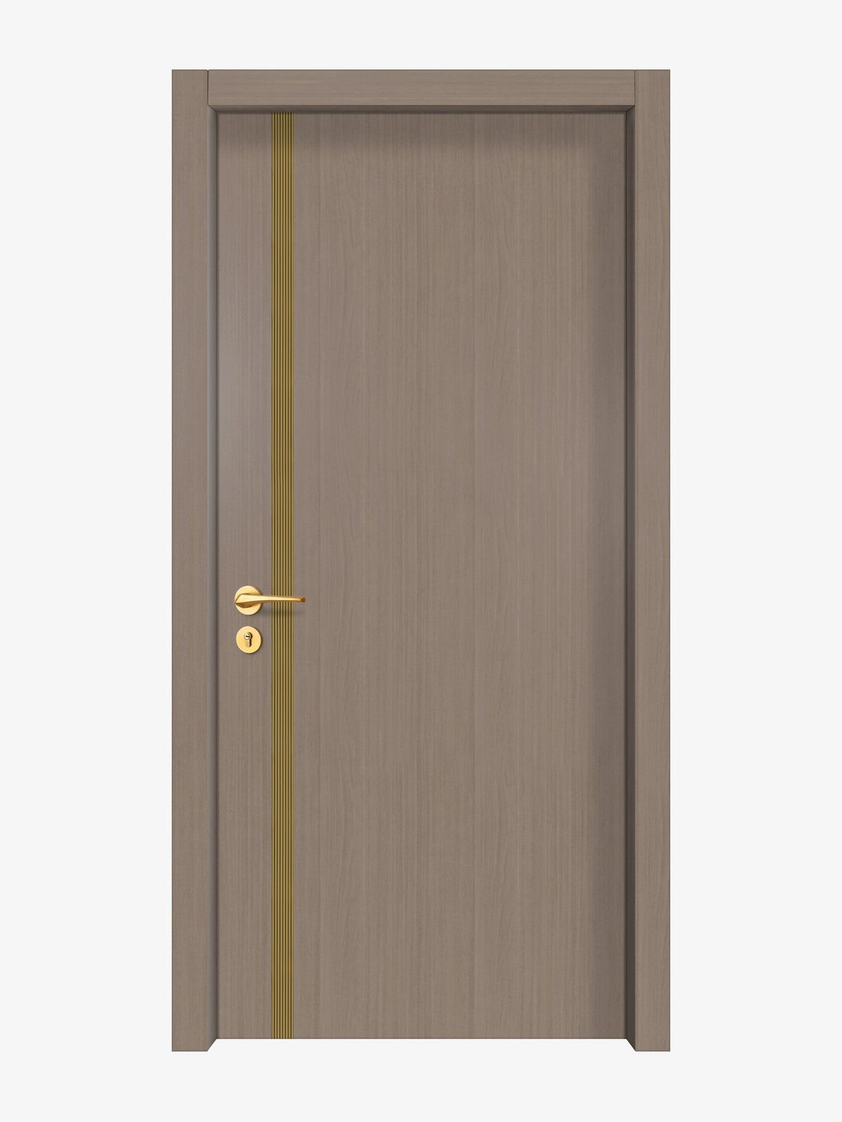 Rich Walnut Interior Door Slab - Aliyah 1L Inlay Design in Gold epoxy