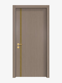 Rich Walnut Interior Door Slab - Aliyah 1L Inlay Design in Gold epoxy