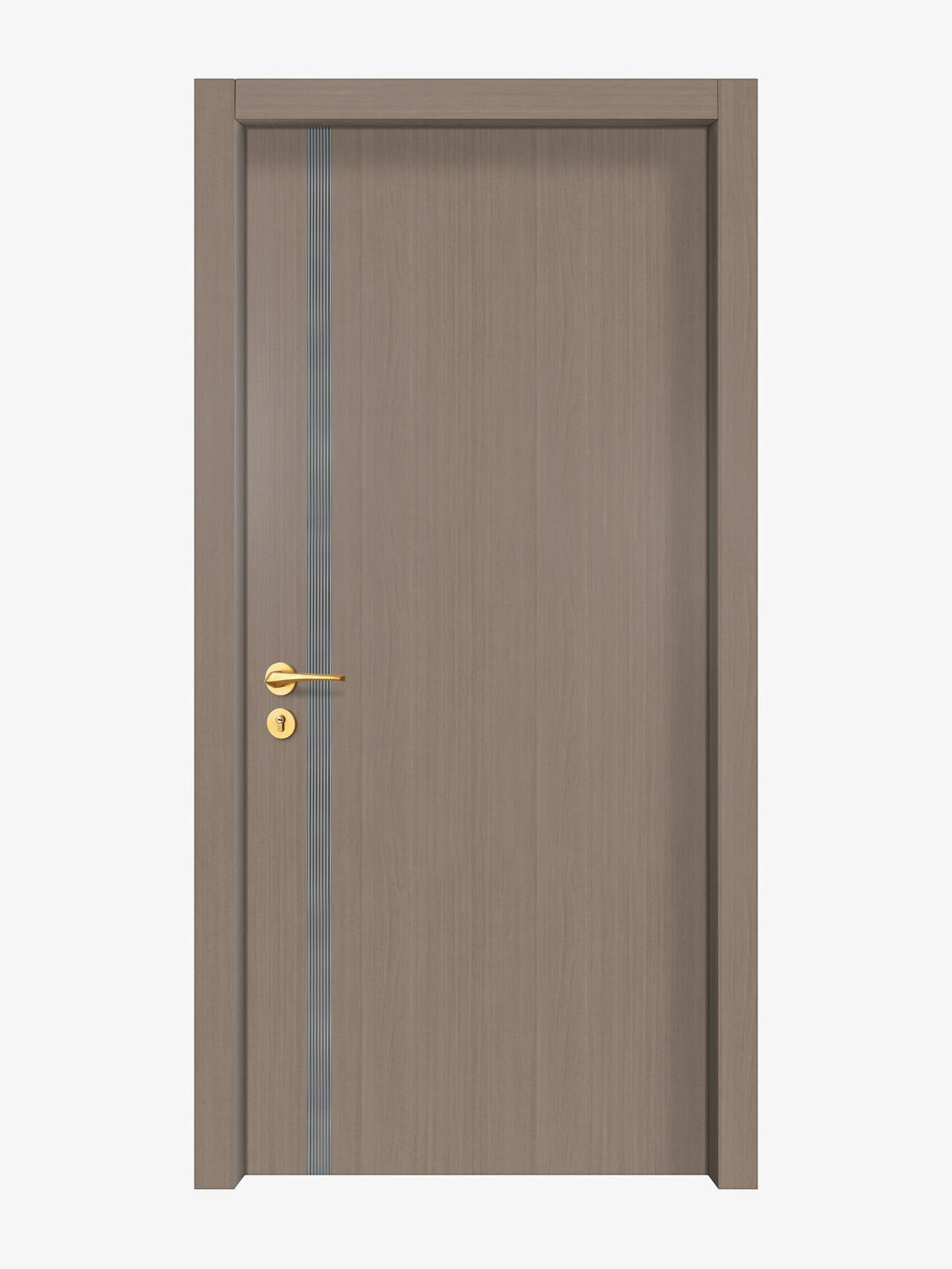 Rich Walnut Interior Door Slab - Aliyah 1L Inlay Design in Gray epoxy