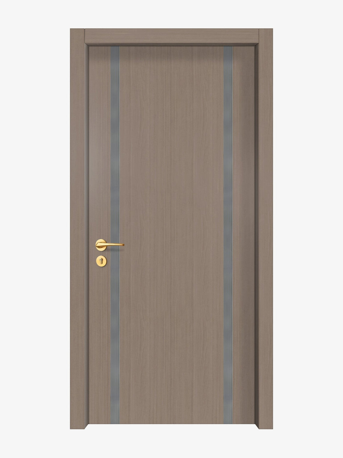 Rich Walnut Interior Double Door Slabs - Aliyah 2 Inlay Design in Gray epoxy