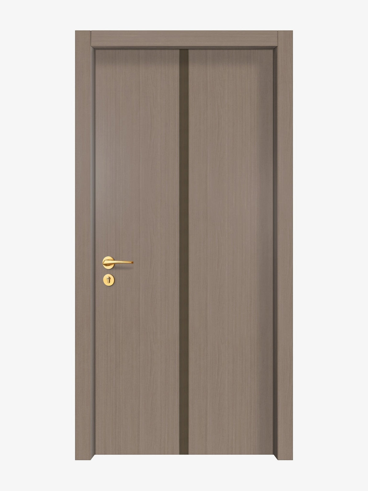 Rich Walnut Interior Double Door Slabs - Aliyah 1C Inlay Design in Bronze epoxy