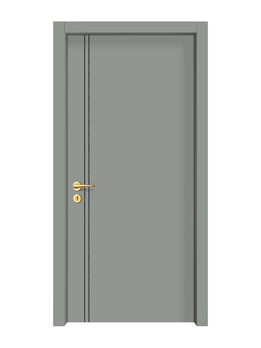 Slate Gray Interior Door Slab - Aliyah 2L Concave Design in Black Pearl epoxy