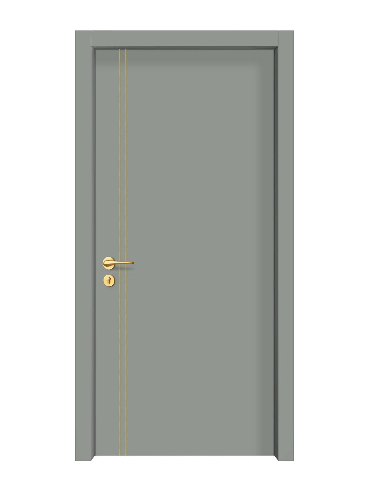 Slate Gray Interior Door Slab - Aliyah 2L Concave Design in Solar Gold epoxy