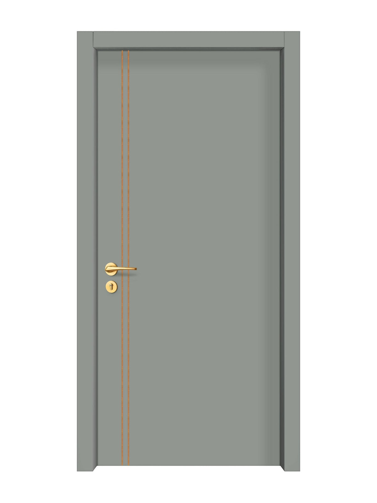 Slate Gray Interior Double Door Slabs - Aliyah 2L Concave Design in Copper Pearl epoxy