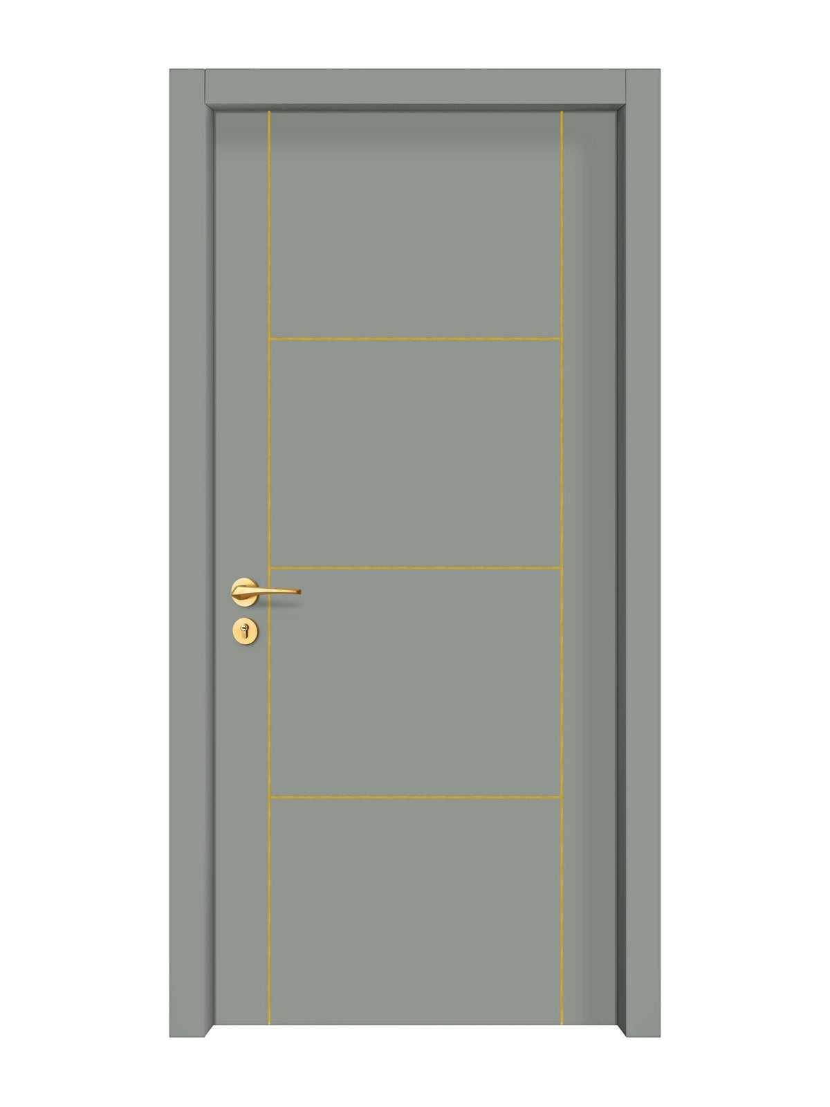 Slate Gray Interior Door Slab - Scala 3 Concave Design in Solar Gold epoxy