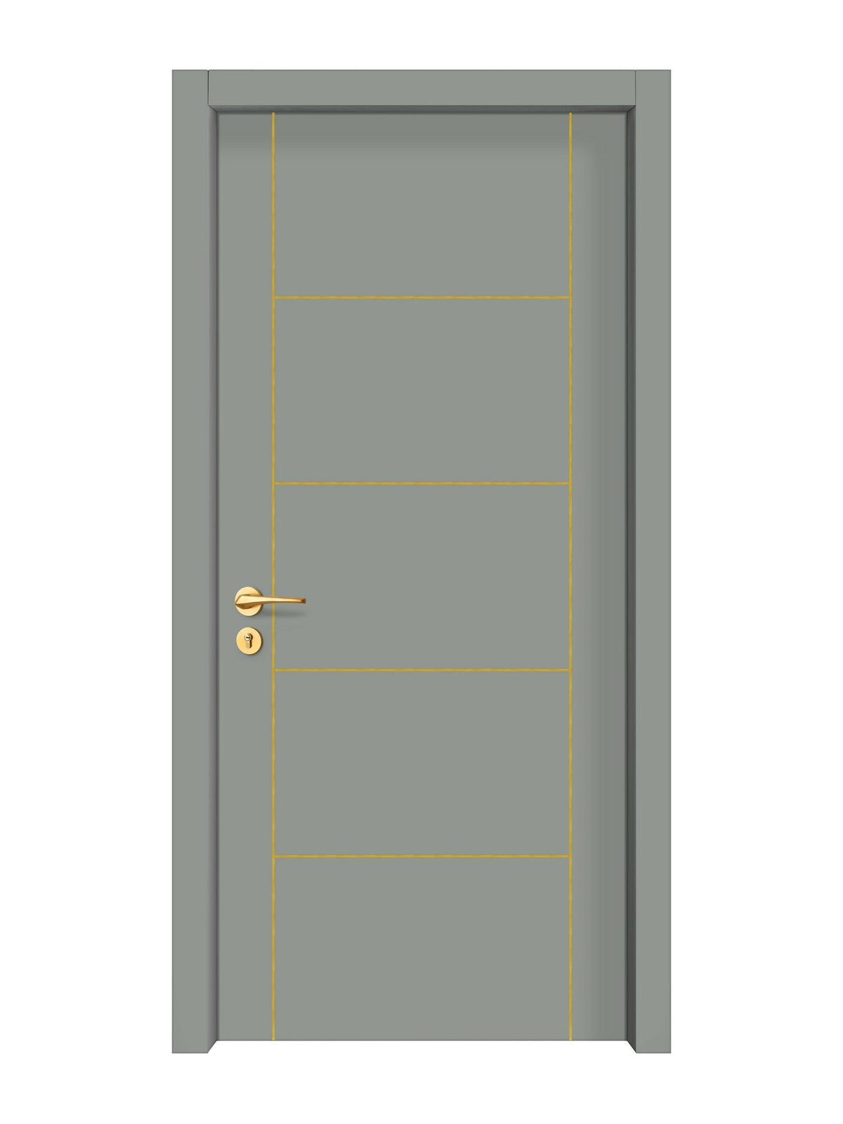 Slate Gray Interior Door Slab - Scala 4 Concave Design in Solar Gold epoxy