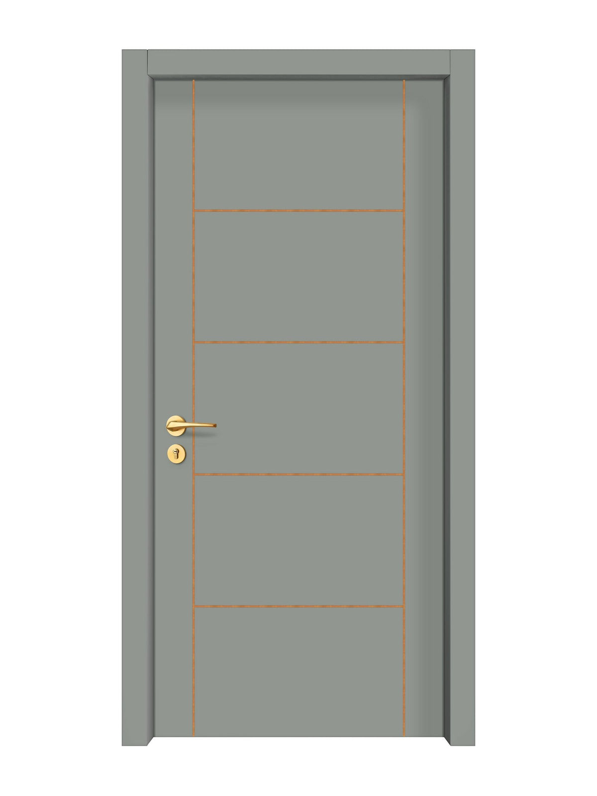 Slate Gray Interior Door Slab - Scala 4 Concave Design in Copper Pearl epoxy