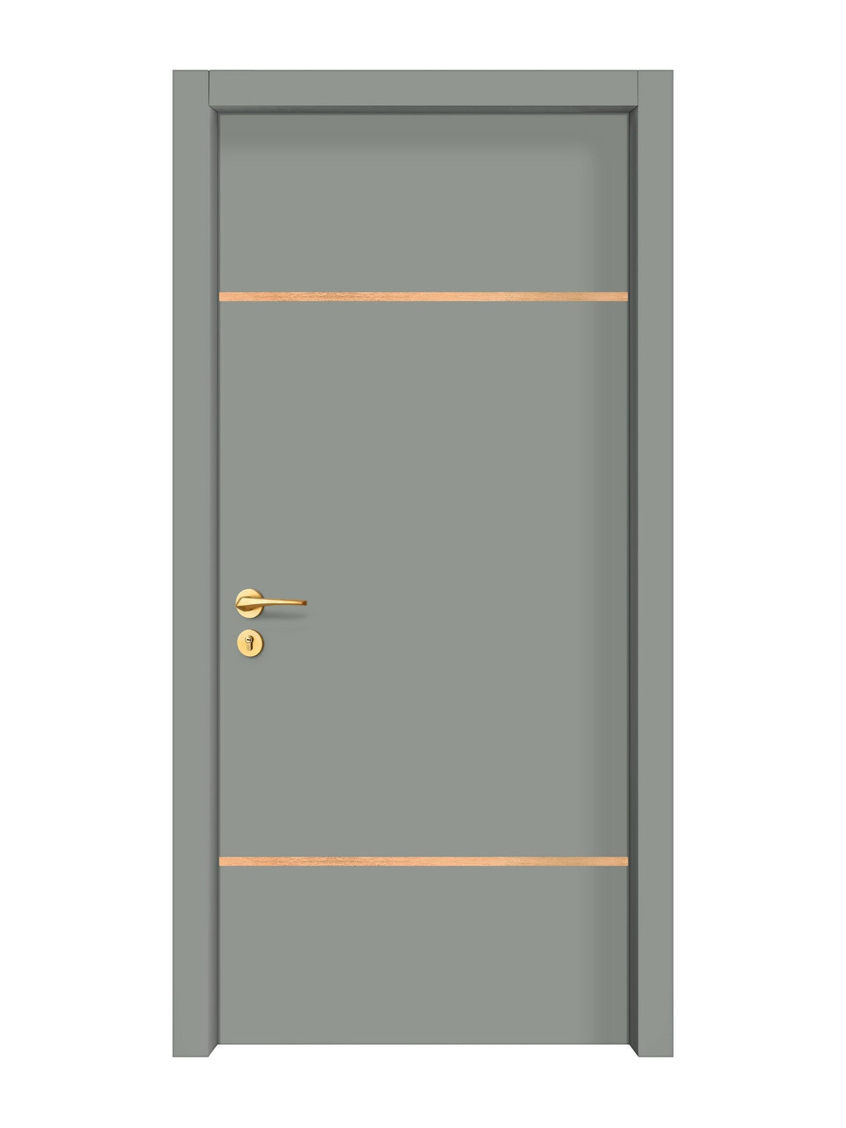 Slate Gray Interior Door Slab - Elevar 2W Inlay Design in Brushed Rose Gold epoxy