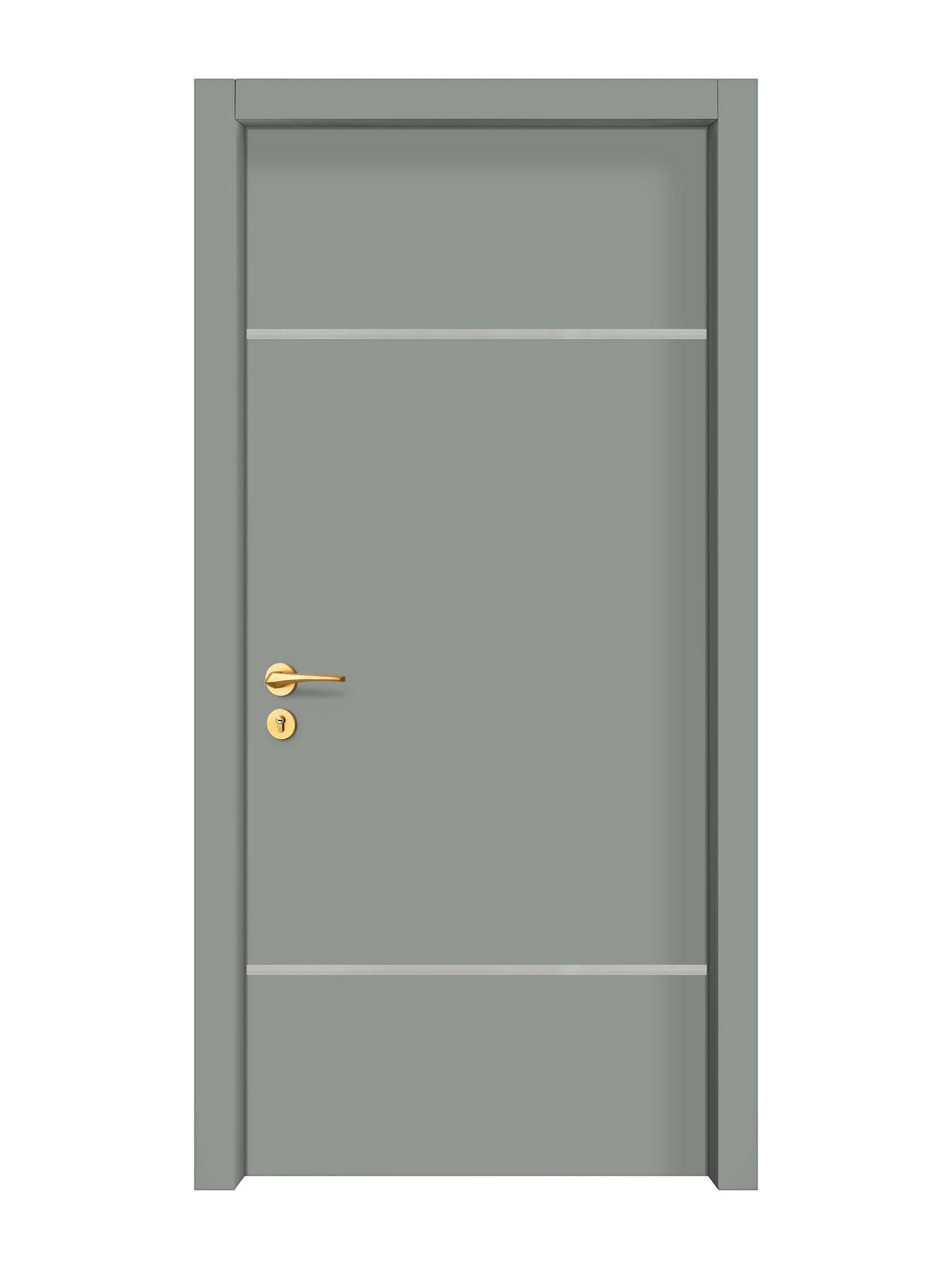 Slate Gray Interior Double Door Slabs - Elevar 2W Inlay Design in Satin Silver epoxy