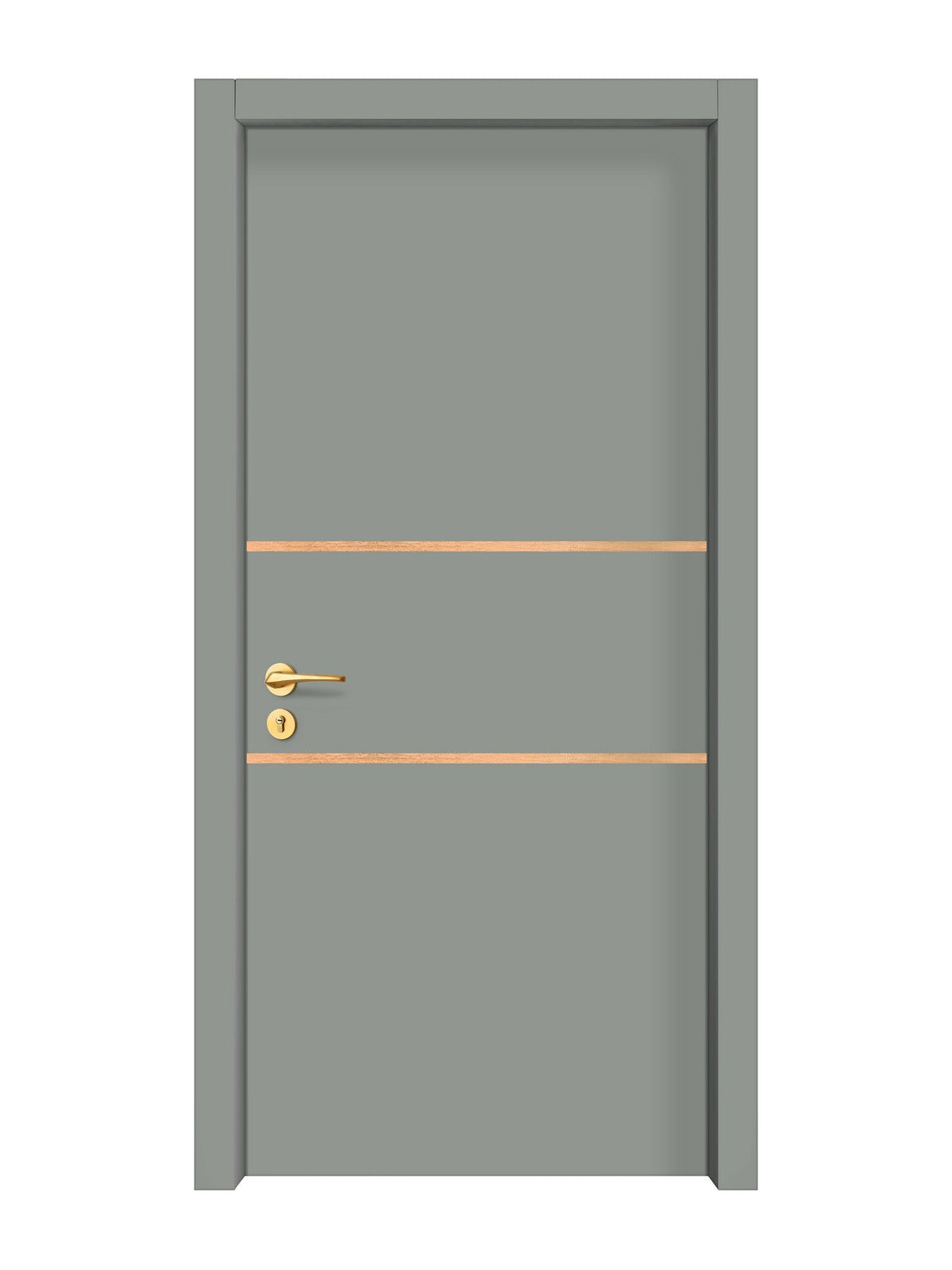 Slate Gray Interior Double Door Slabs - Elevar 2N Inlay Design in Brushed Rose Gold epoxy
