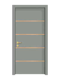 Slate Gray Interior Door Slab - Elevar 4 Inlay Design in Brushed Rose Gold epoxy