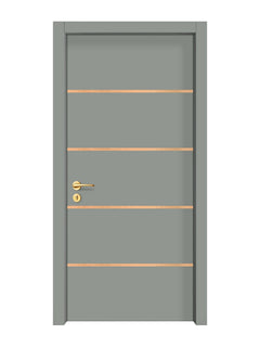 Slate Gray Interior Door Slab - Elevar 4 Inlay Design