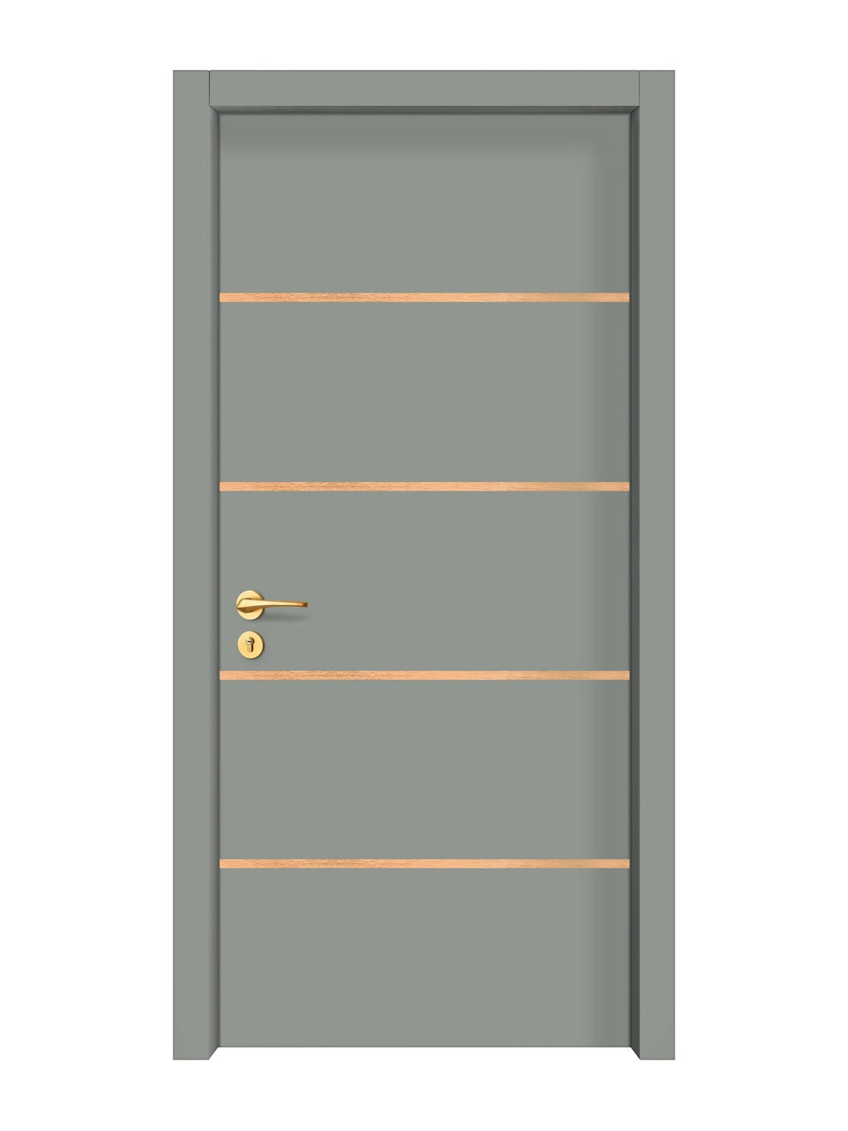 Slate Gray Interior Double Door Slabs - Elevar 4 Inlay Design in Brushed Rose Gold epoxy