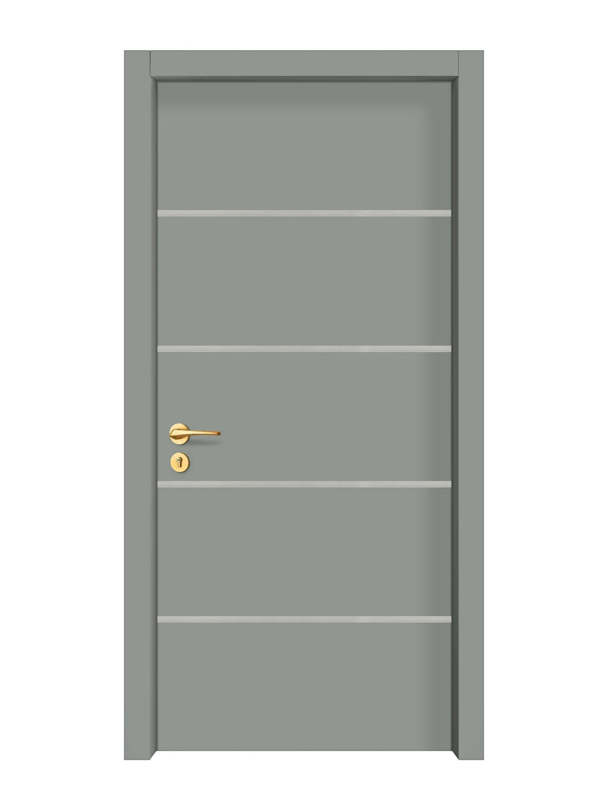 Slate Gray Interior Door Slab - Elevar 4 Inlay Design in Satin Silver epoxy