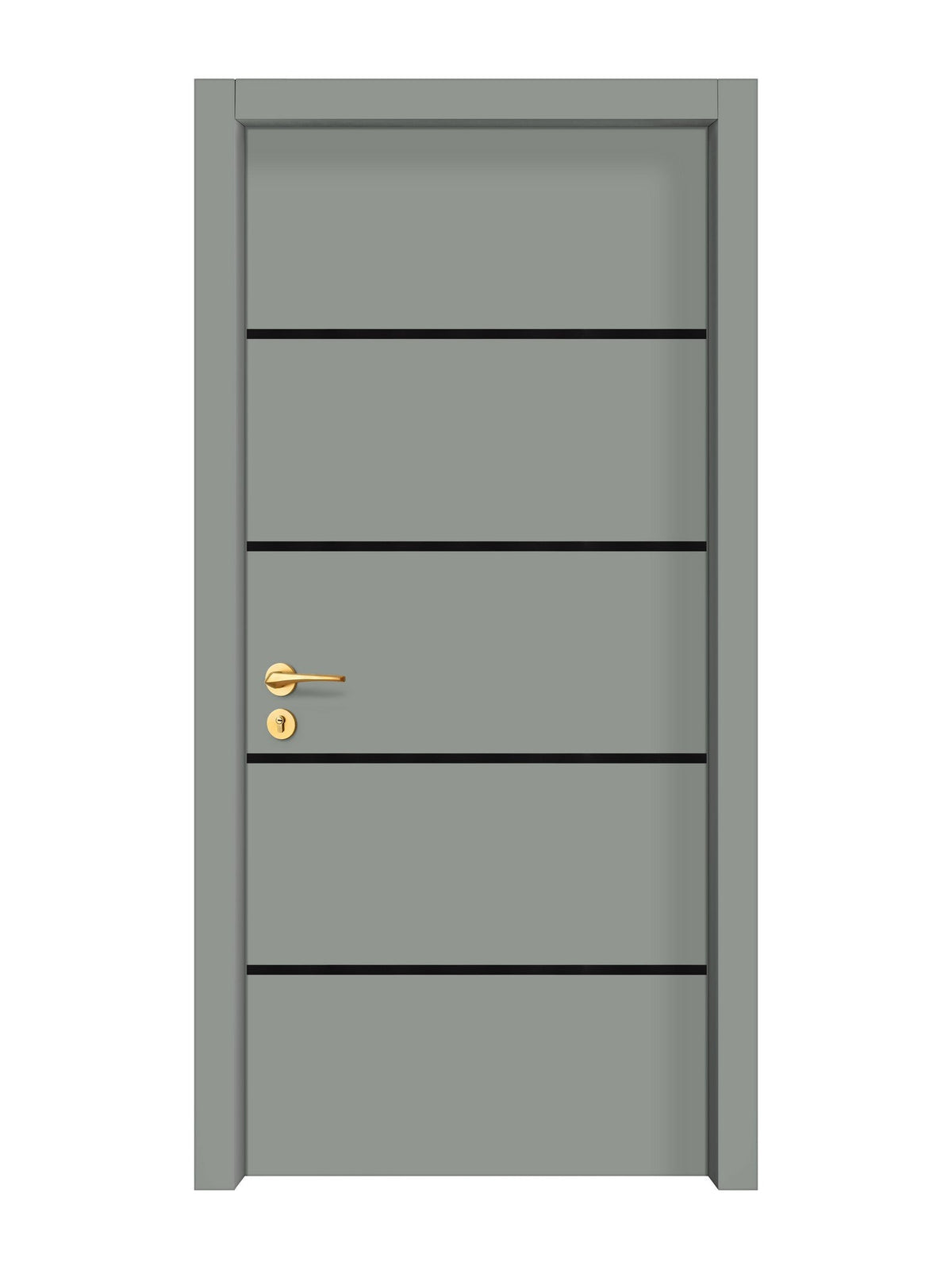 Slate Gray Interior Double Door Slabs - Elevar 4 Inlay Design in Glossy Black epoxy