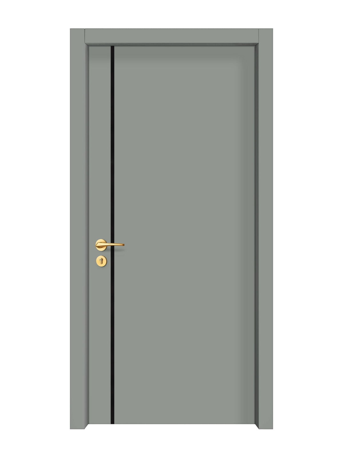 Slate Gray Interior Double Door Slabs - Aliyah 1L Inlay Design in Glossy Black epoxy