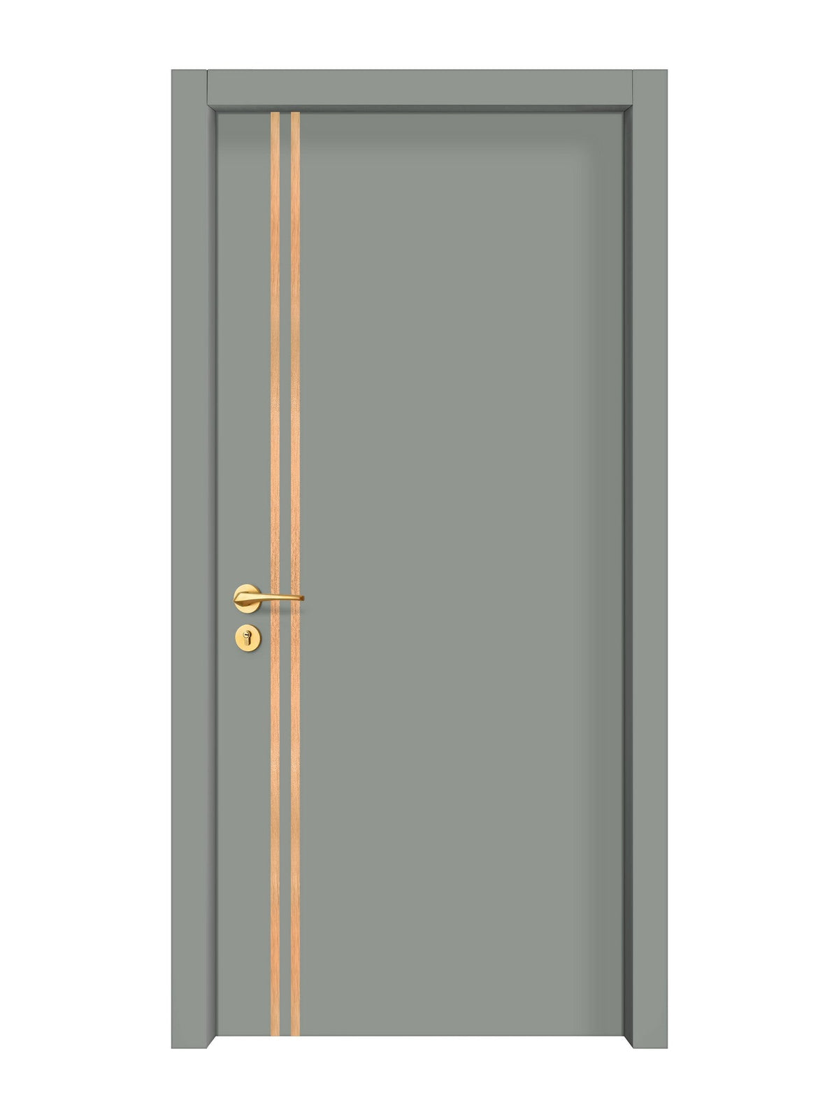 Slate Gray Interior Door Slab - Aliyah 2L Inlay Design in Brushed Rose Gold epoxy