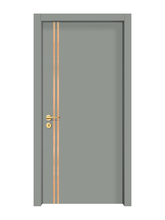 Slate Gray Interior Door Slab - Aliyah 2L Inlay Design in Brushed Rose Gold epoxy