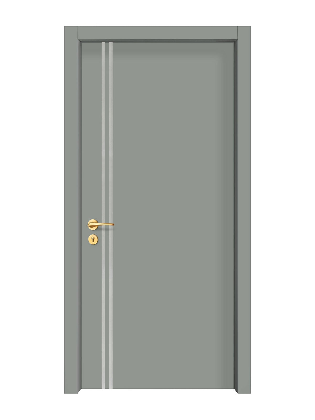 Slate Gray Interior Door Slab - Aliyah 2L Inlay Design in Satin Silver epoxy