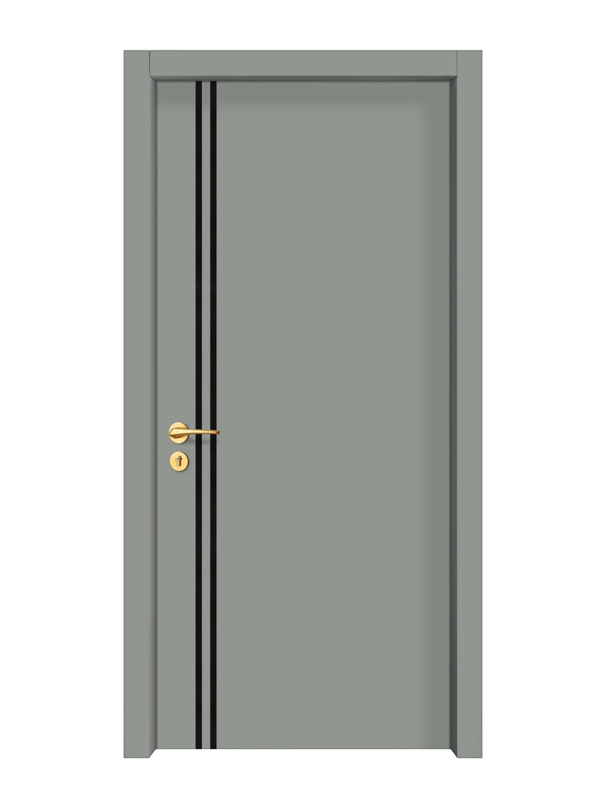 Slate Gray Interior Door Slab - Aliyah 2L Inlay Design in Glossy Black epoxy