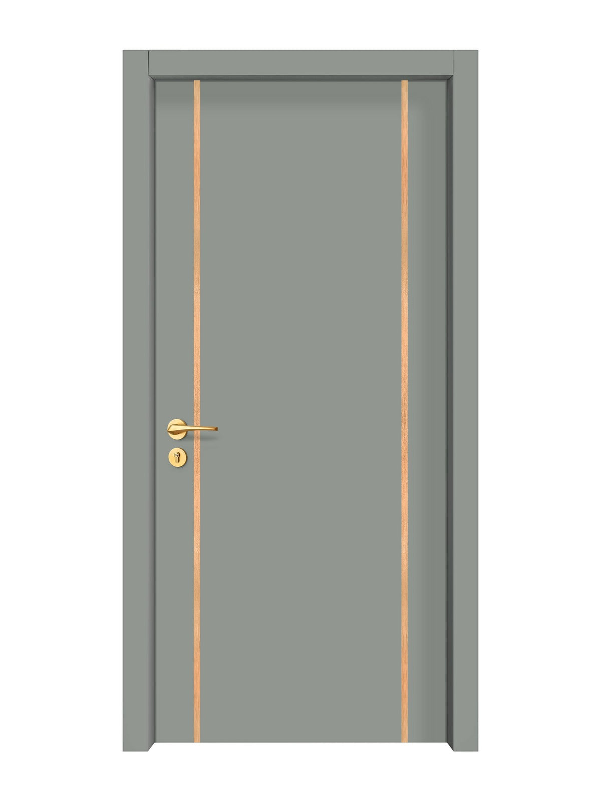 Slate Gray Interior Door Slab - Aliyah 2 Inlay Design in Brushed Rose Gold epoxy