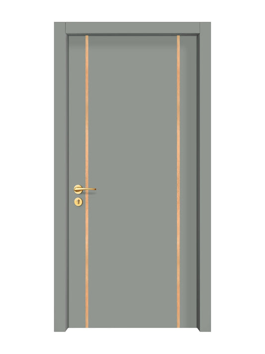 Slate Gray Interior Door Slab - Aliyah 2 Inlay Design in Brushed Rose Gold epoxy