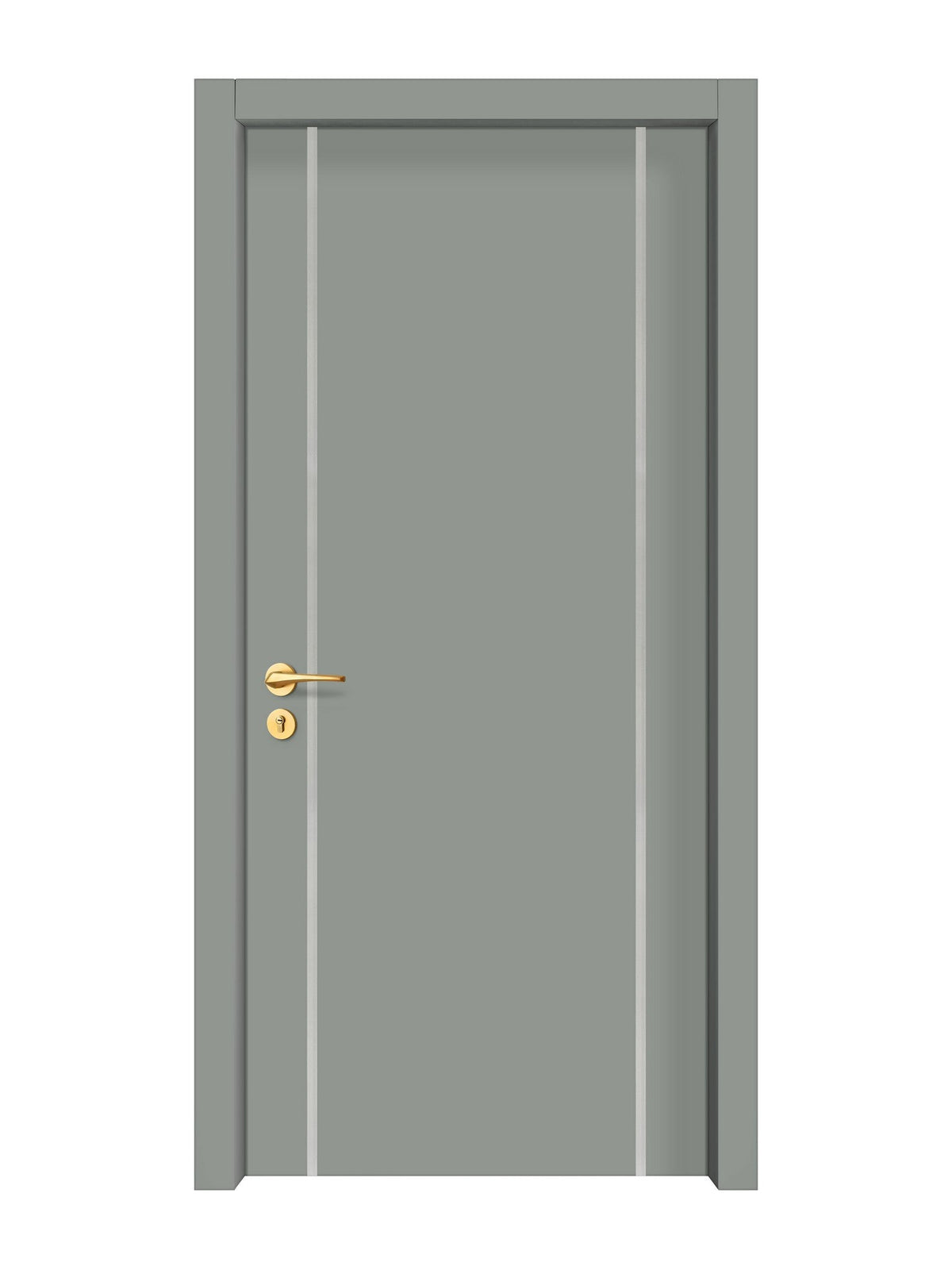 Slate Gray Interior Door Slab - Aliyah 2 Inlay Design in Satin Silver epoxy