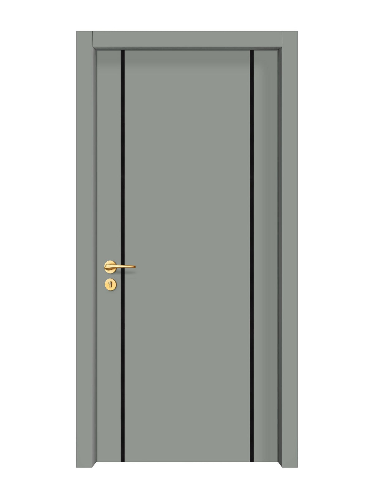 Slate Gray Interior Door Slab - Aliyah 2 Inlay Design in Glossy Black epoxy
