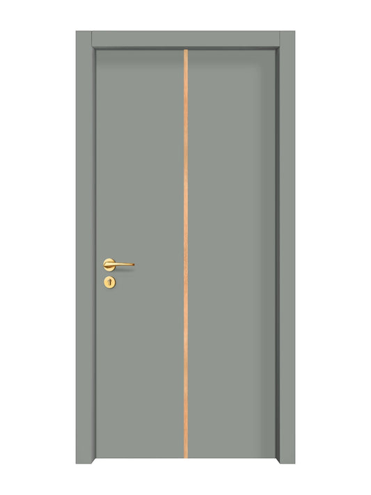 Slate Gray Interior Double Door Slabs - Aliyah 1C Inlay Design in Brushed Rose Gold epoxy