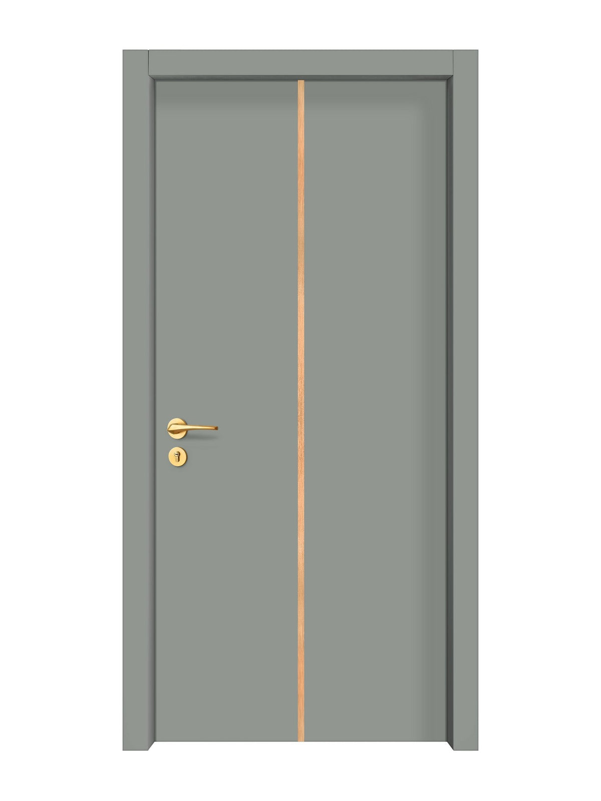 Slate Gray Interior Door Slab - Aliyah 1C Inlay Design in Brushed Rose Gold epoxy