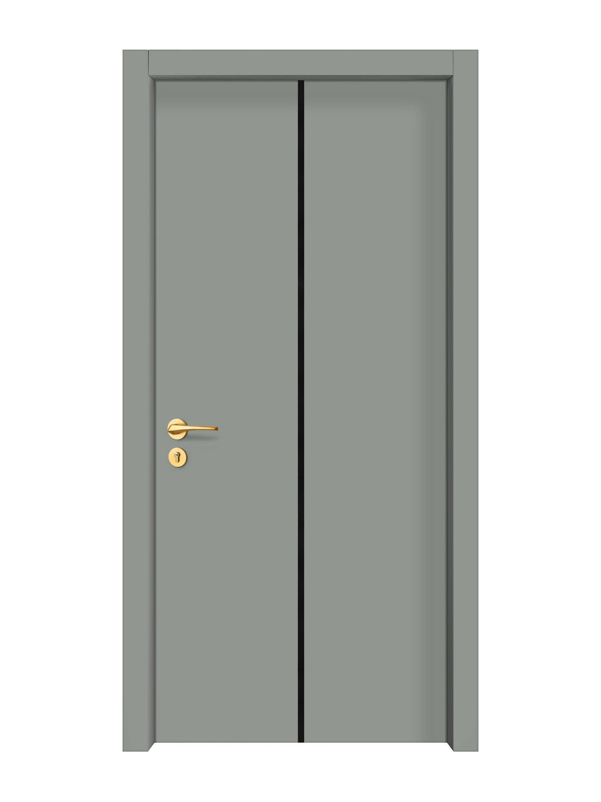 Slate Gray Interior Door Slab - Aliyah 1C Inlay Design in Glossy Black epoxy