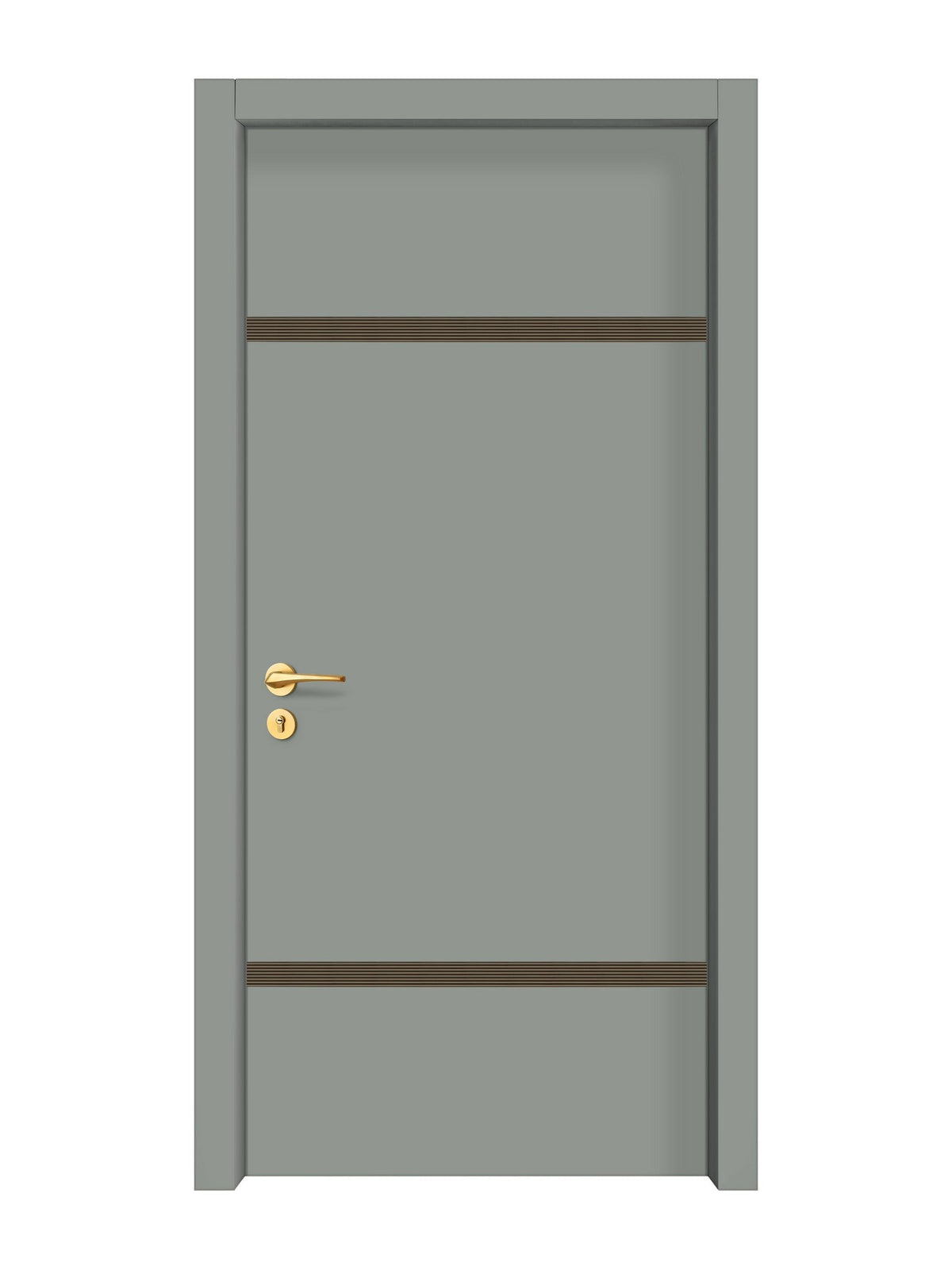 Slate Gray Interior Double Door Slabs - Elevar 2W Inlay Design in Bronze epoxy