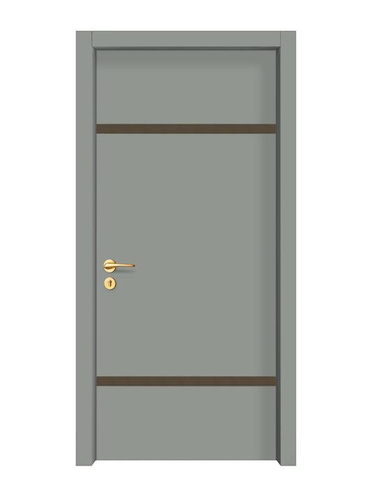 Slate Gray Interior Door Slab - Elevar 2W Inlay Design in Bronze epoxy