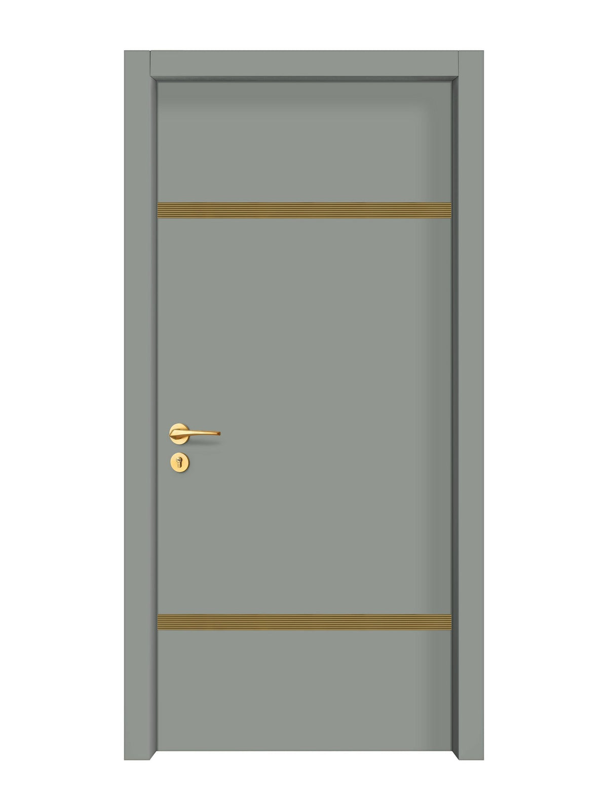 Slate Gray Interior Double Door Slabs - Elevar 2W Inlay Design in Gold epoxy