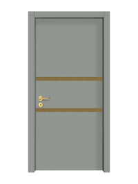 Slate Gray Interior Door Slab - Elevar 2N Inlay Design in Gold epoxy
