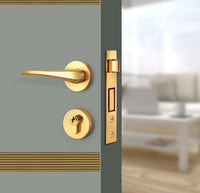 Slate Gray Interior Double Door Slabs - Elevar 2N Inlay Design in Gold epoxy, angled view
