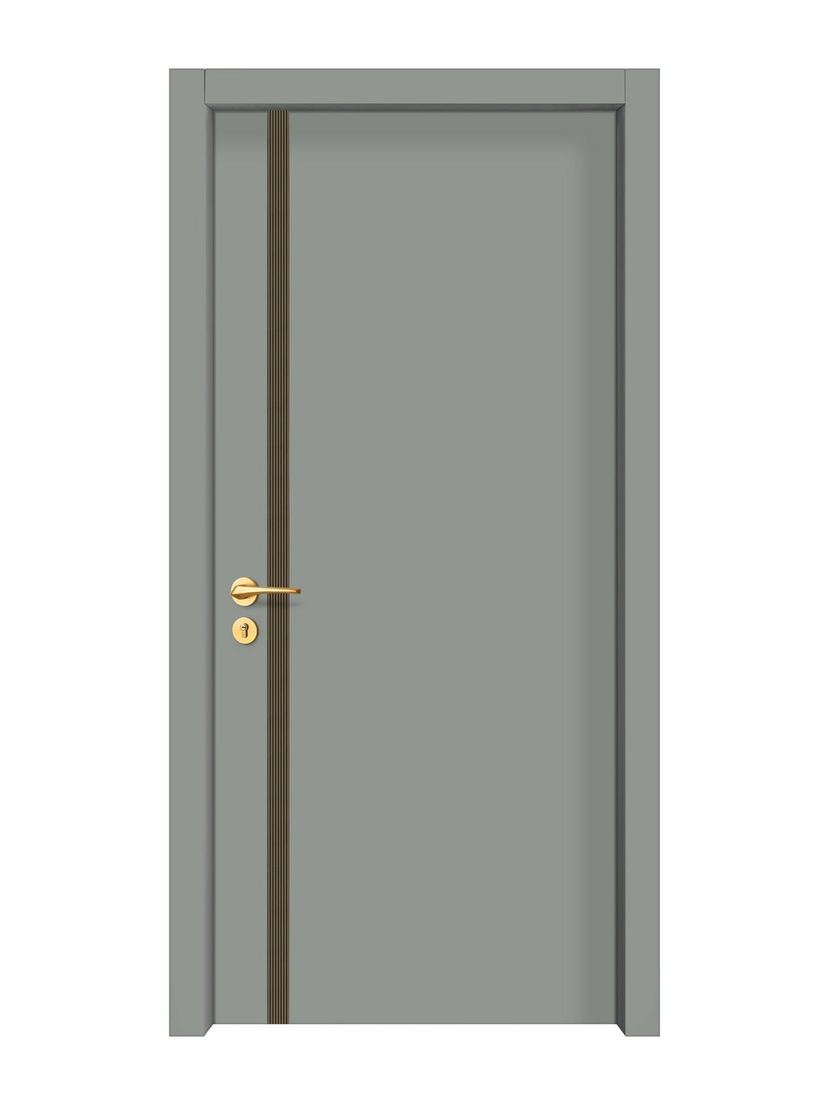 Slate Gray Interior Double Door Slabs - Aliyah 1L Inlay Design in Bronze epoxy